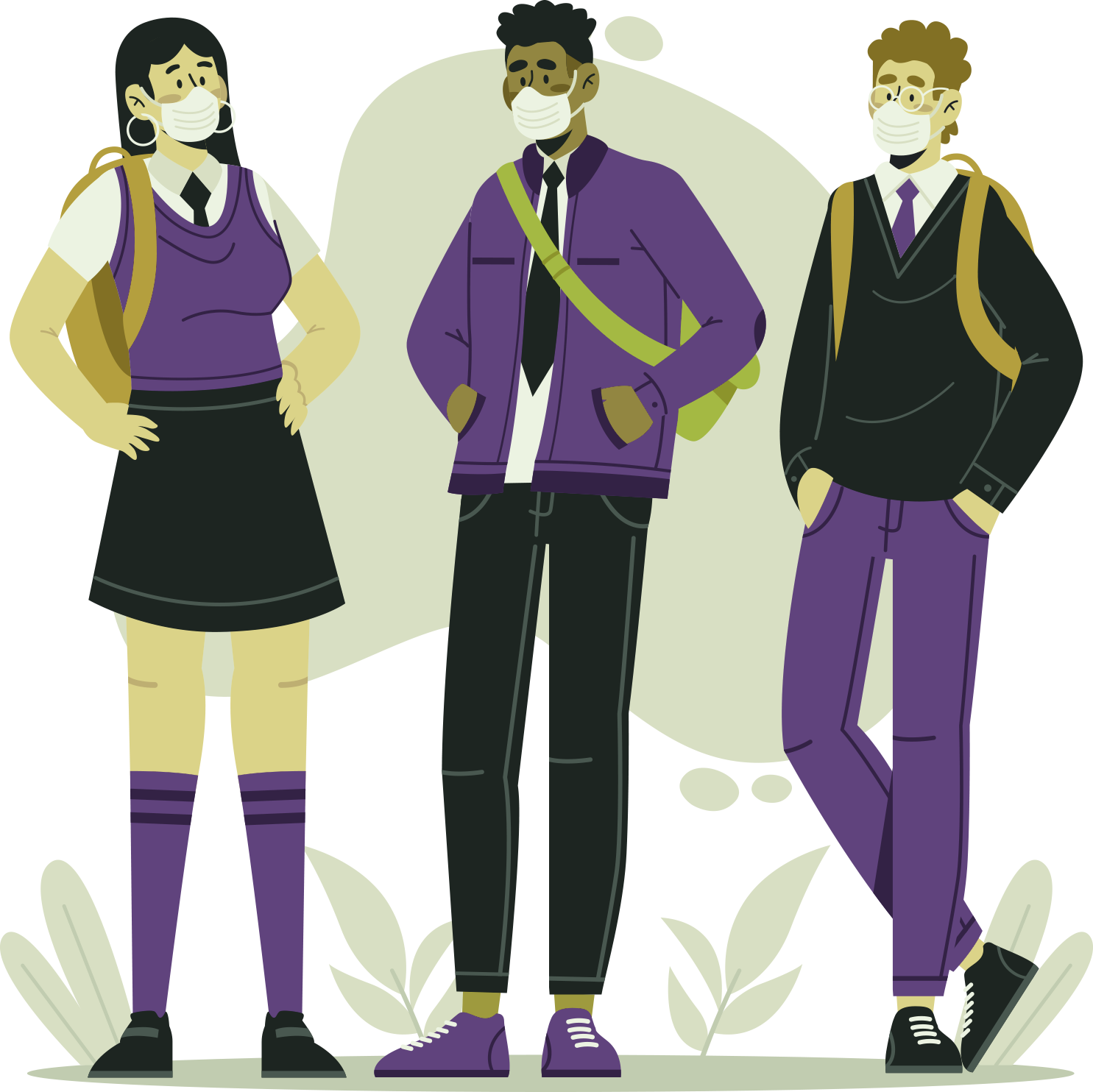Students in school uniforms